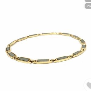 Nina Ricci 🌟 Gold,Silver Choker Necklace Pendant Link Chain Rectangle 80s